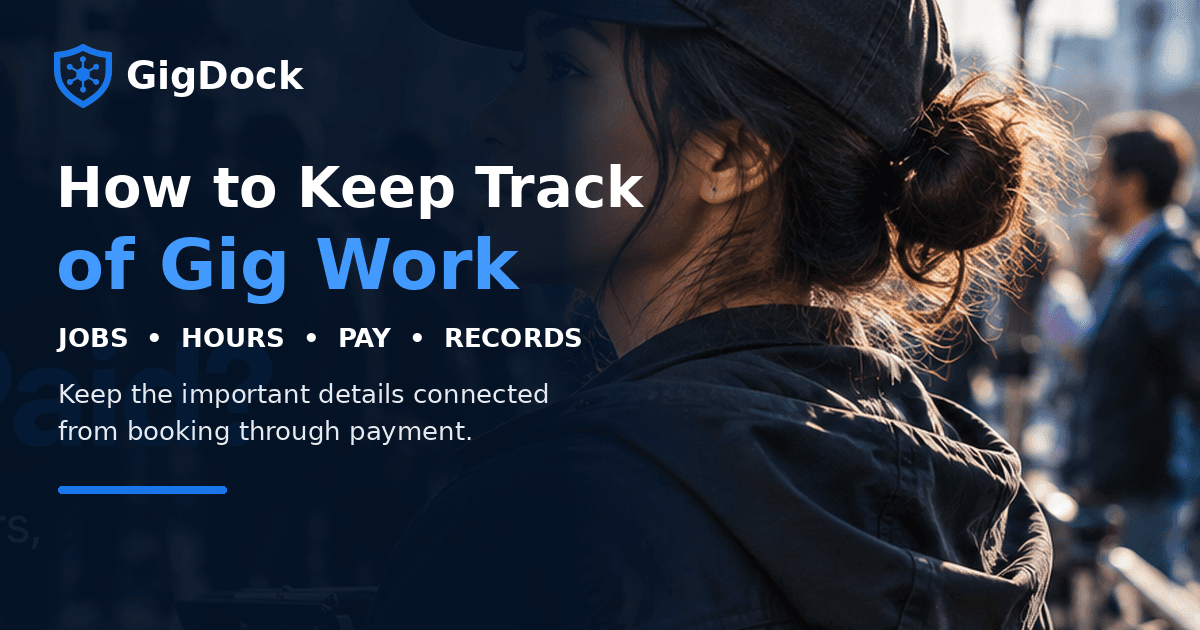 How to Keep Track of Gig Work: Jobs, Hours, Pay and Records — keep the important details connected from booking through payment. A GigDock guide.
